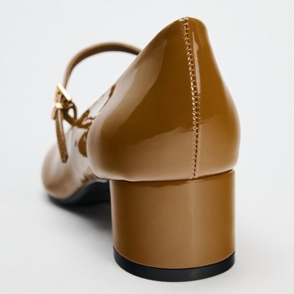 ZARA Mary Jane Patent Heels NWT – Ochre Buckled Block Heels, Size 8 & 9 - Picture 16 of 16